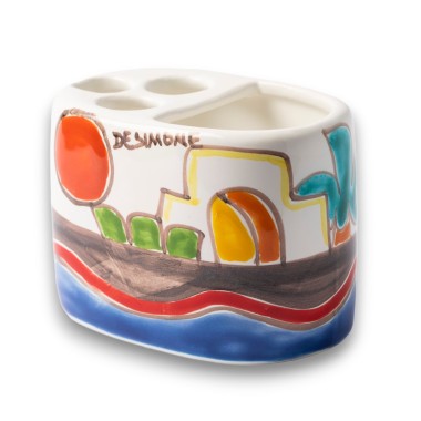 Handmade sicilian Toothbrush Holder Dammusi de simone pottery Handmade sicilian Toothbrush Holder Dammusi de simone pottery